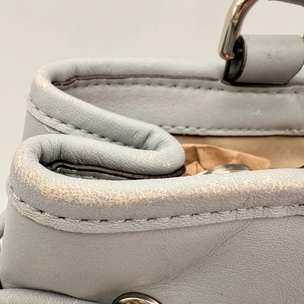 Coach Signature C Gray Leather Trim Satchel Purse Bag Shoulder Tote Handbag - Picture 11 of 15